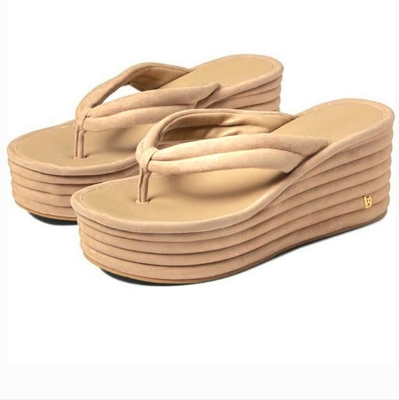 Veronica Beard Geno Suede  Wage Sandals -  Sand - Picture 3 of 10